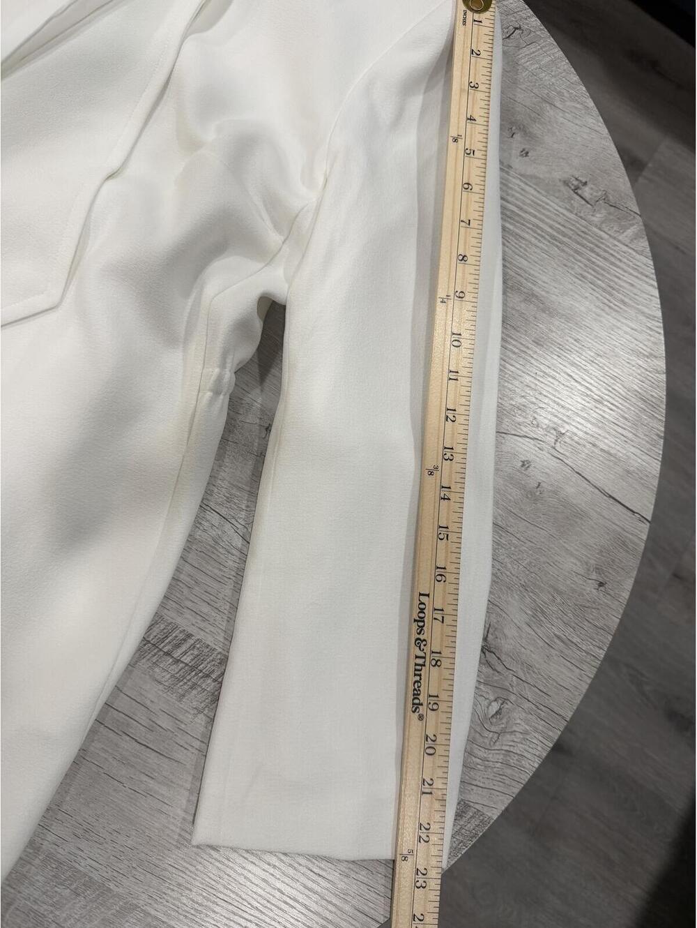 Kasper White Open Front Blazer 1X Minimalist Office Chic Lightweight Jacket - Picture 8 of 9